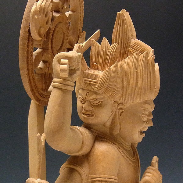 柘植/黄楊(ツゲ) 金剛夜叉明王 高さ:40cm （販売・木彫り） : 【龍祥