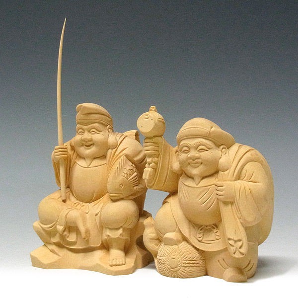 本黄楊木(ツゲ)恵比寿 大黒天