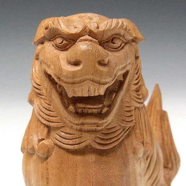 国産 欅(ケヤキ) 木彫りの狛犬(獅子狛犬) 高さ：17cm （販売