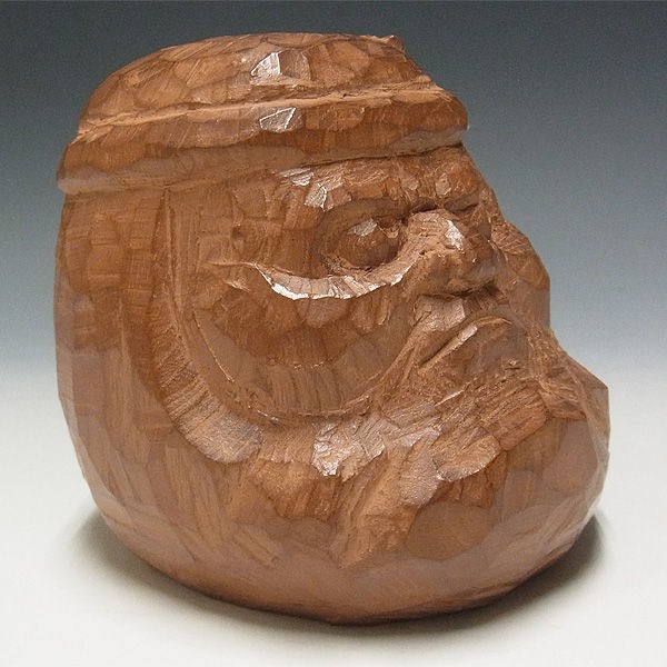 欅(ケヤキ) だるま（達磨） 叩き彫り 木地砥の粉仕上げ 高さ：11cm