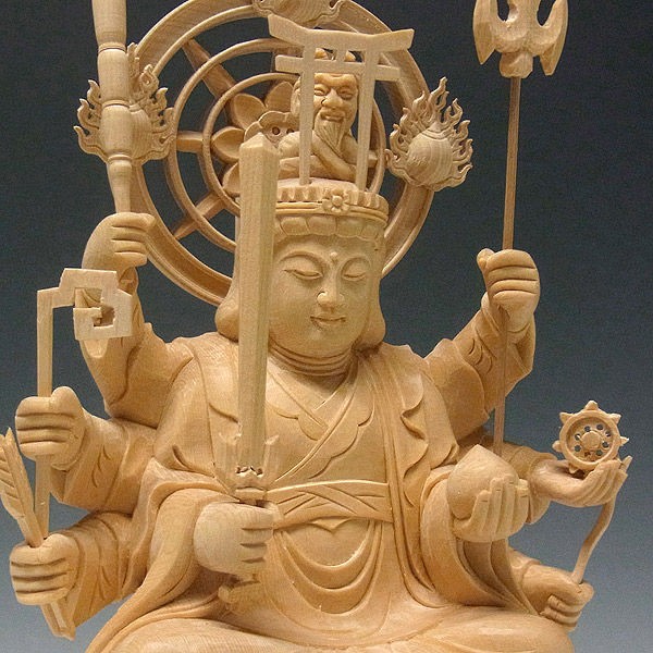 八臂弁財天 はっぴ弁財天 江の島神社 木彫 逸品 （わらべ八臂弁財天が  