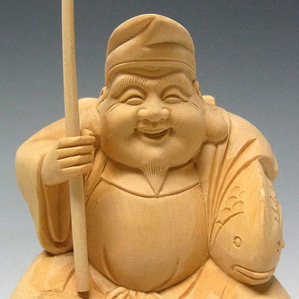 柘植/黄楊(ツゲ) 恵比寿大黒セット ネズミ付き 高さ：10cm