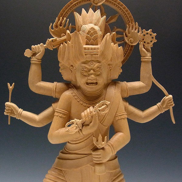 柘植/黄楊(ツゲ) 金剛夜叉明王 高さ:40cm （販売・木彫り） : 【龍祥