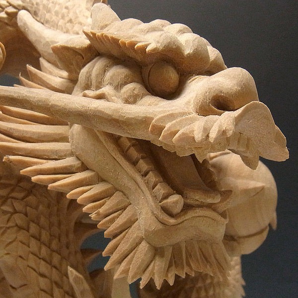楠/樟(クス) 白木 山龍 高さ:48cm （販売・木彫り）CUNS-1-2