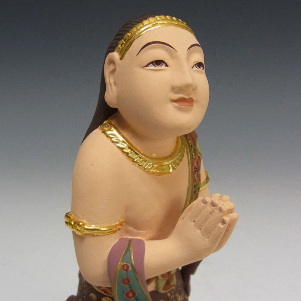 楠/樟(クス) 彩色 不動三尊(倶利伽羅剣・火炎巻光背)坐像 二童子