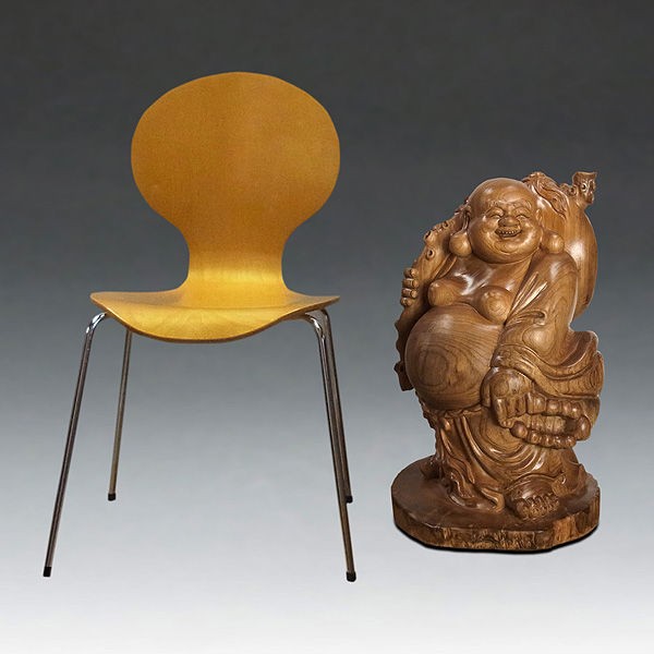 楠/樟(クス) 木彫りの布袋さん 高さ67cm （販売・木彫り）EG-4 : 【龍