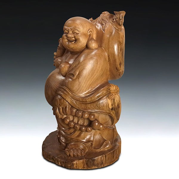 楠/樟(クス) 木彫りの布袋さん 高さ67cm （販売・木彫り）EG-4 : 【龍