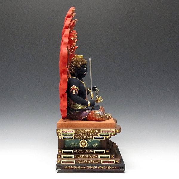 楠/樟(クス) 極彩色 不動明王 坐像 高さ53cm （販売・木彫り