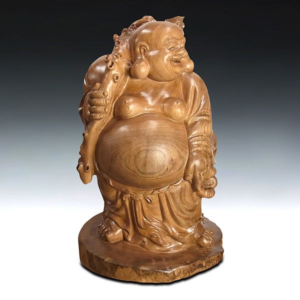 布袋様木彫り彫刻【黄金楠木彫】 楽天市場】楠 どっしりとした木彫りの布袋 高さ40cm 木彫り 置物