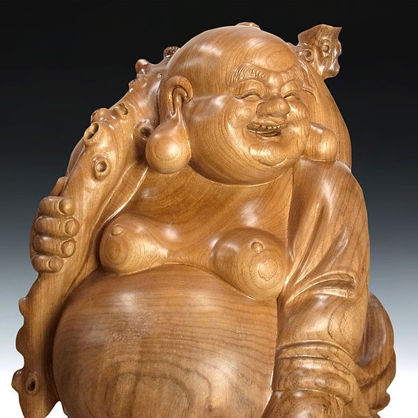 楠/樟(クス) 木彫りの布袋さん 高さ67cm （販売・木彫り）EG-4
