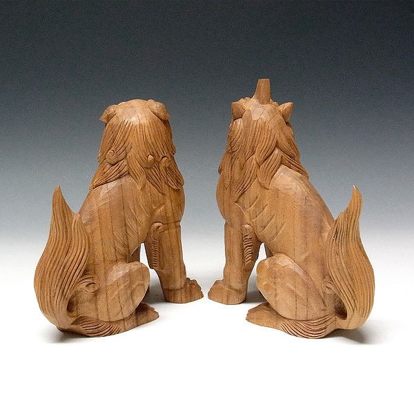 神具　狛犬　彫り物(けやき材)　木製一対1 ① 神具 木彫狛犬 白木 4.0寸 | お仏壇のはせがわ公式通販