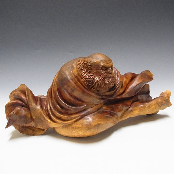 特別プライス】楠/樟(クス) 達磨大師 横：26cm （販売・木彫り