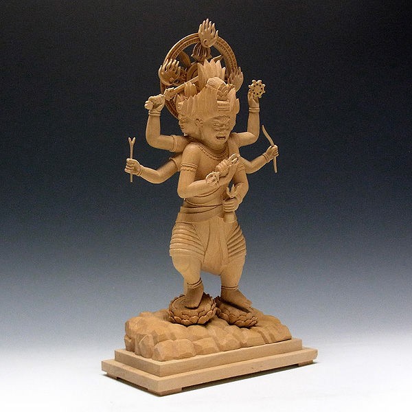 柘植/黄楊(ツゲ) 金剛夜叉明王 高さ:40cm （販売・木彫り） : 【龍祥