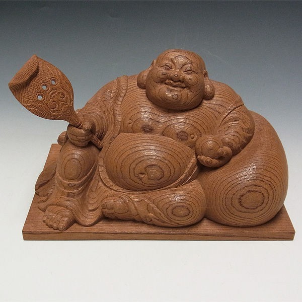 布袋様の木彫り彫刻 白雲作 布袋様の木彫り彫刻 白雲作 布袋様の木彫り
