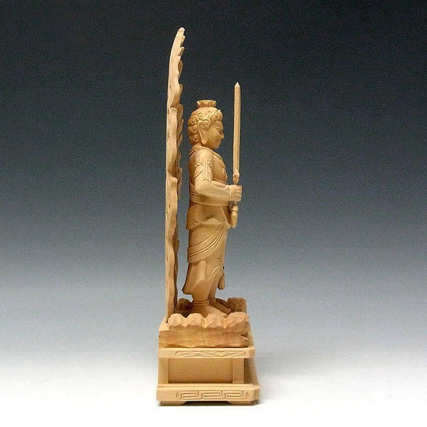 流仏教美術 木彫彩色不動明王 高67cm CT878
