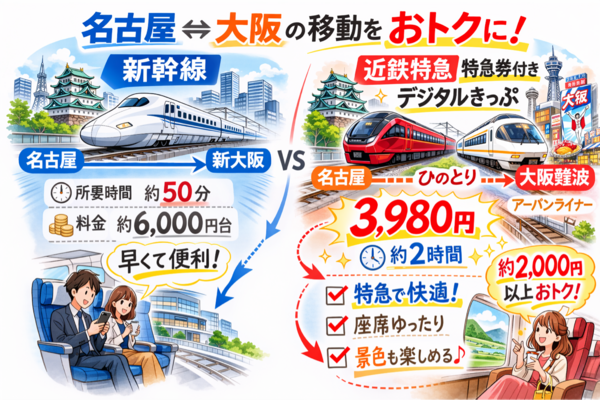 □🚞【2026年最新】名古屋⇔大阪が3,980円！近鉄『名阪＜平日お試し