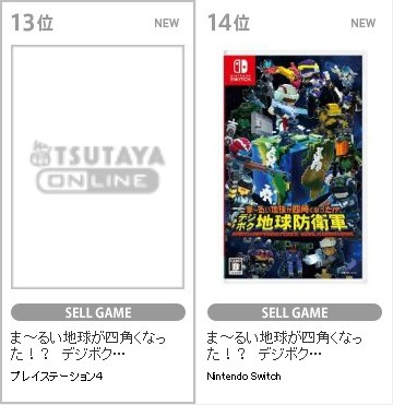 売り上げカン Tsutayaちゃくたま クリスマス週は任天堂ハードらしく任天堂ソフトばかりに 新作では デジボク地球防衛軍 Ps4版が任ッチ版に大勝利 速報 保管庫 Alt