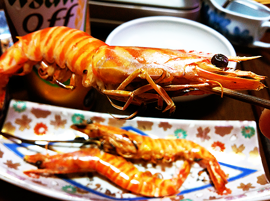 秋穂 あいお 産 車エビ 活 の塩焼き 酒の肴 北九州