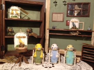 羊毛フェルト インコちゃんの小さなおうち ドールハウス風