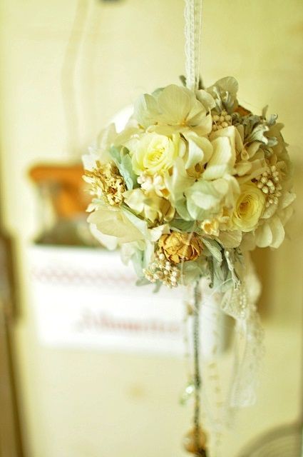 プリザーブドフラワーハンギングキャンドルリース サンキャッチャーつきボール型リース 布花ヘアアクセサリー 東京 中野 Salt Pepper ｿﾙﾄ ﾍﾟｯﾊﾟｰ