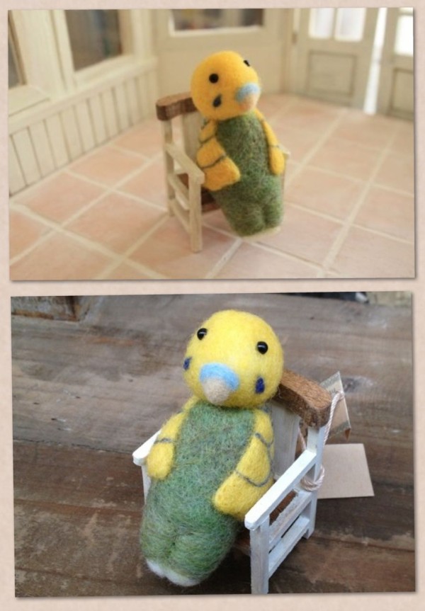 羊毛フェルト インコちゃんの小さなおうち ドールハウス風