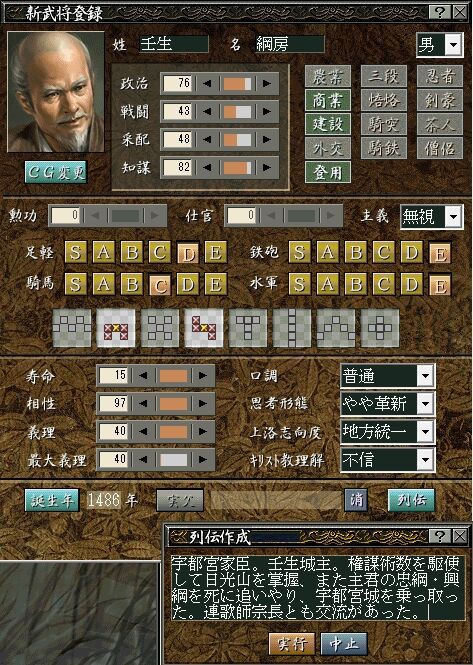 壬生綱房 - 烈風伝 新武将 : 登古鄴城
