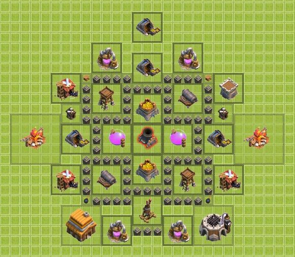Th4 タウンホールレベル4 配置 資源 クラッシュオブクラン Clash Of Clans 配置