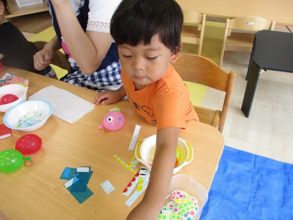 水風船の魚づくり 魚つり くきのうみ保育園 さわやかダイアリー