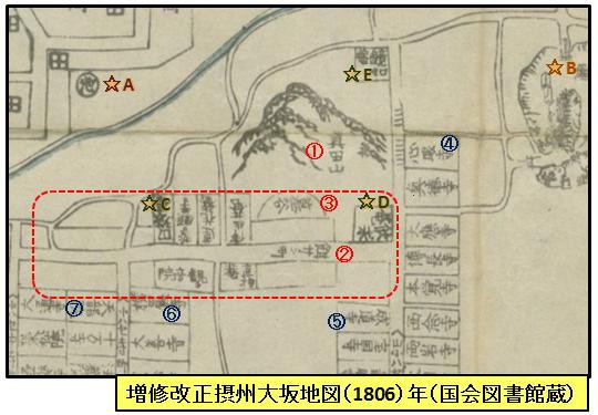 逸品】 増修大坂指掌図/寛政九年/木版彩色/表面は当時の市街図・裏面は 