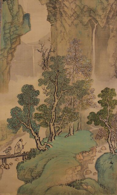 【模写】谷文晁/太公望図/山水図/人物図/横物/掛軸/名家伝来/AD-207 模写】谷文晁/太公望図/山水図/人物図/横物/掛軸/名家伝来/AD-207