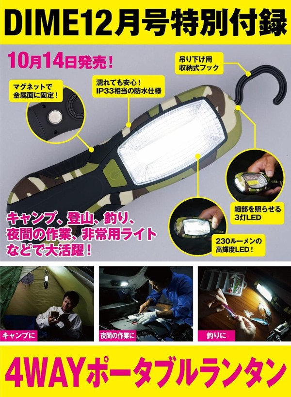 Dime ダイム 2021年 12月号 雑誌付録 4wayポータブルランタン 雑誌付録パトロール
