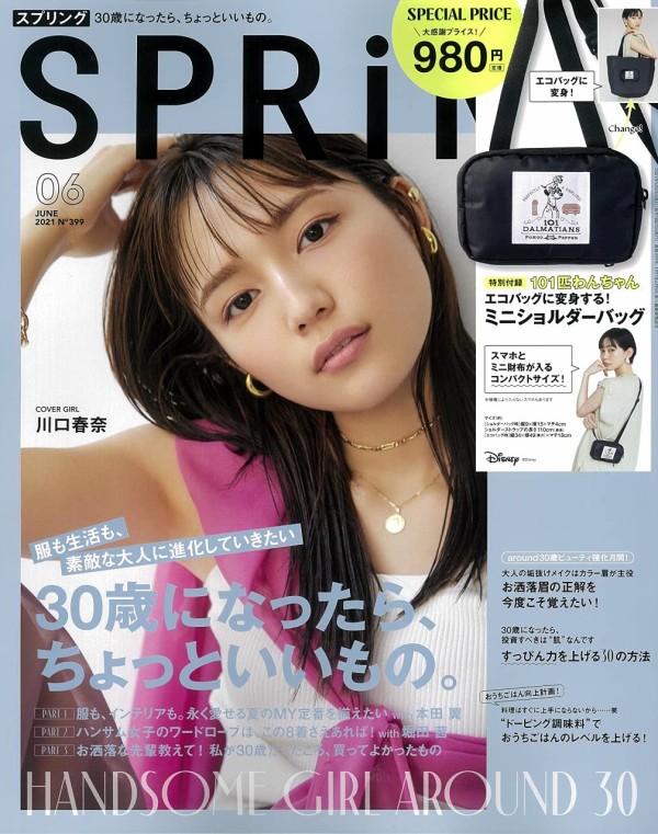 Spring スプリング 21年 6月号 雑誌付録 101匹わんちゃん エコバッグに変身するショルダーバッグ 雑誌付録パトロール