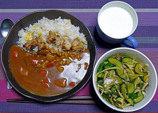 酢飯チャーハンde焼き鳥カレー 食いしん坊シモさん