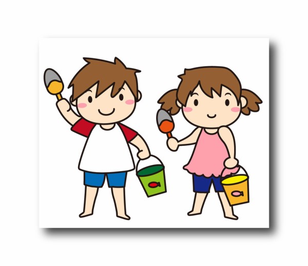 バケツを持つ男の子と女の子のイラスト素材が公開中です 日日oekaki