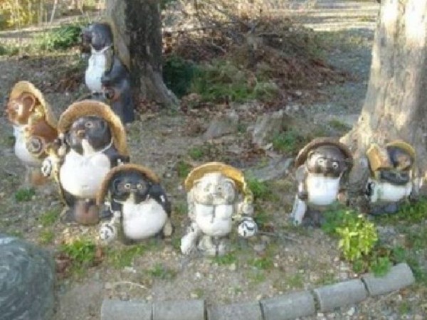 信楽焼きのタヌキが並ぶ たぬきの里 浄土宗 松洞山 林光寺 (静岡県袋井