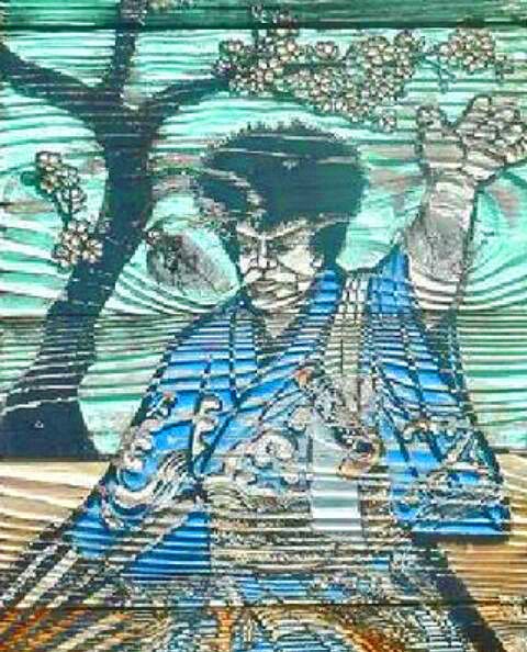 重圧感！田中路人　「波」　日本橋・東急「泥泥会」出品作品（昭和５５年）原画 歌舞伎「白波五人男」のモデルになった盗賊 日本左衛門首塚 宅円庵