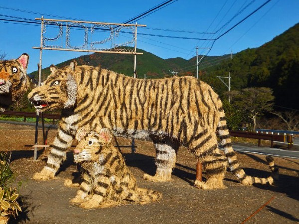 人気のジャンボ干支 巨大なトラの前で記念写真 2022年 寅 (静岡県島田