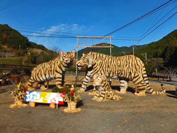 人気のジャンボ干支 巨大なトラの前で記念写真 2022年 寅 (静岡県島田