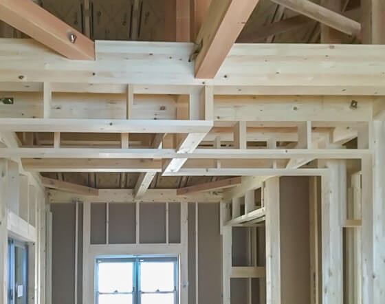 完成後には見れない建築中の工夫 壁下地 天井下地 階段上の収納 注文住宅ブログ 大阪京都で注文建築専門の工務店は匠建枚方