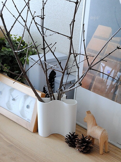 部屋に枝を飾る おのぼり主婦の暮らす見聞録