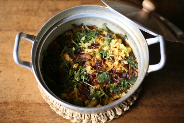 蓋付きアルミ鍋で作るビリヤニ】中村銅器製作所の段付き鍋で、銀座