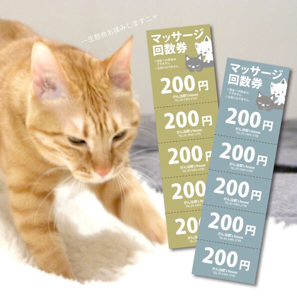 回数券 表紙つき 13 猫の肉球マッサージはいかがです チケットハウスで回数券を作ろう