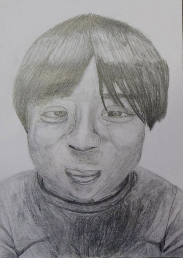 鉛筆デッサンの自画像 Show Show Kids Blog