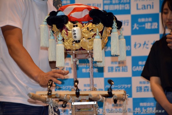 値下げしましたミニチュア太鼓台カンケツ童子 ミニチュア太鼓台お披露目会 喜光地の夜市にて 2018年6月23日