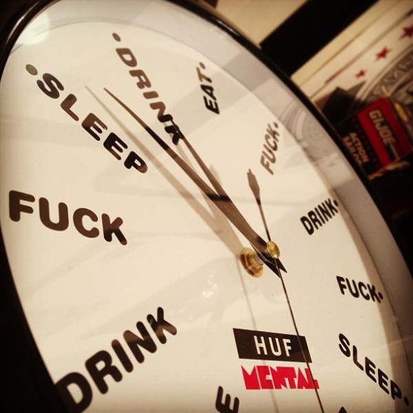 HUF x SKATE MENTAL FUCK SKATE DRINK SLEEP EAT CLOCK : SKOOL OF DAZE