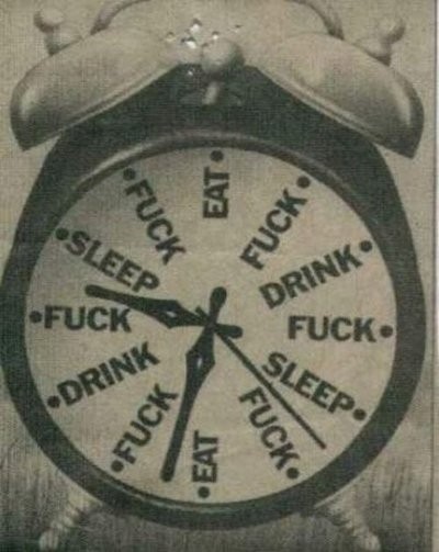 HUF x SKATE MENTAL FUCK SKATE DRINK SLEEP EAT CLOCK : SKOOL OF DAZE