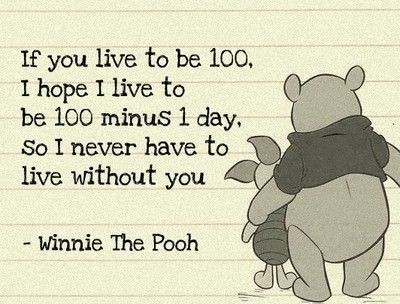 プーさんの英語名言 If You Live To Be 100 I Hope I Live To Be 100 Minus 1 Day So I Never Have To Live Without You 和訳 意味は スラング英語 Com