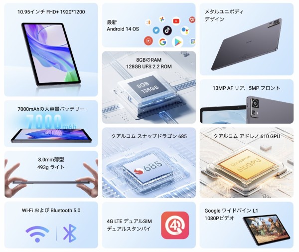 ほぼ新品 2025年版 CHUWI AuPad Androidタブレット LTE CHUWI AuPad 発表、Snapdragon 685搭載のAndroidタブレット 価格