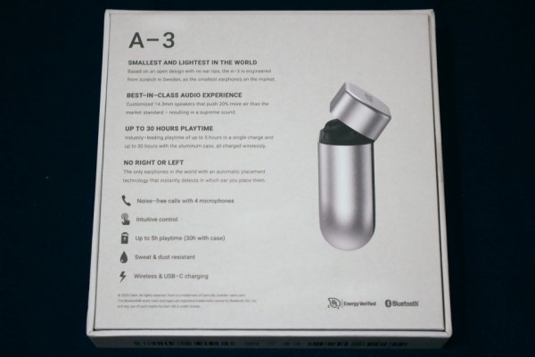 【新品・未開封品】EARIN 完全ワイヤレスイヤホン A-3 シルバー ワイヤレスイヤホン EARIN A-3。つけていることを忘れるほどの装着感