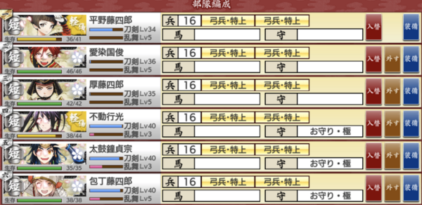 その他 極短刀中心編成で挑